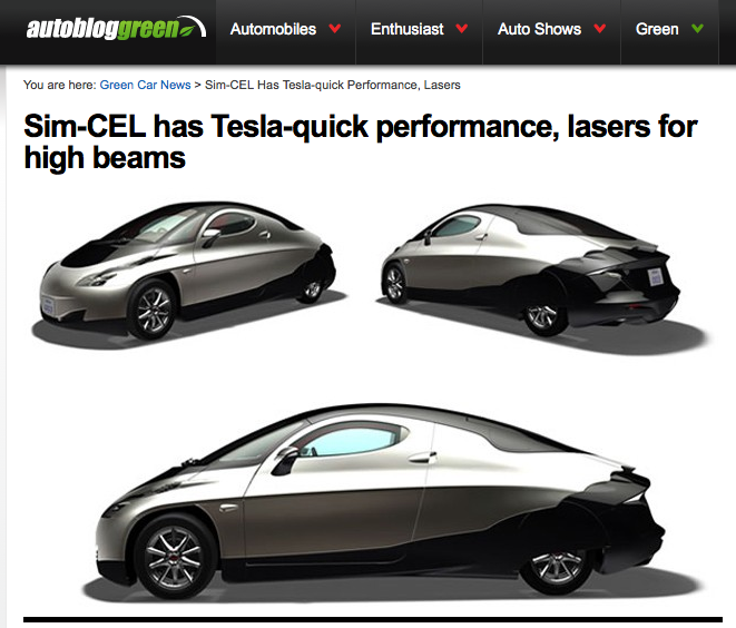Autoblog Green - Sim-Cel voiture électrique à moteurs-roues