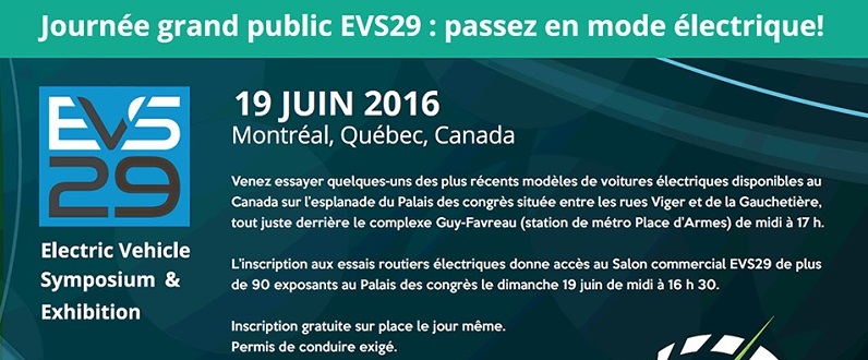 Le 29e Symposium international des véhicules électriques en juin à Montréal
