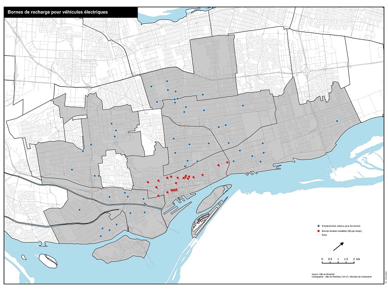 Plan de localisation des bornes (Groupe CNW/Ville de Montréal - Cabinet du maire et du comité exécutif)