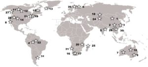Distribution mondiale des gisements de terres rares
