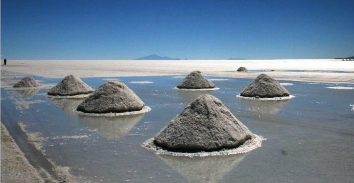 Extraction de lithium; Salar Uyuni de Bolivie.